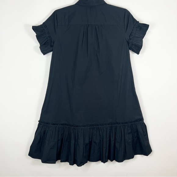 J. Crew Amelia Cotton Poplin Shirt Dress in Black Size XXS Mini Ruffled - Picture 11 of 12